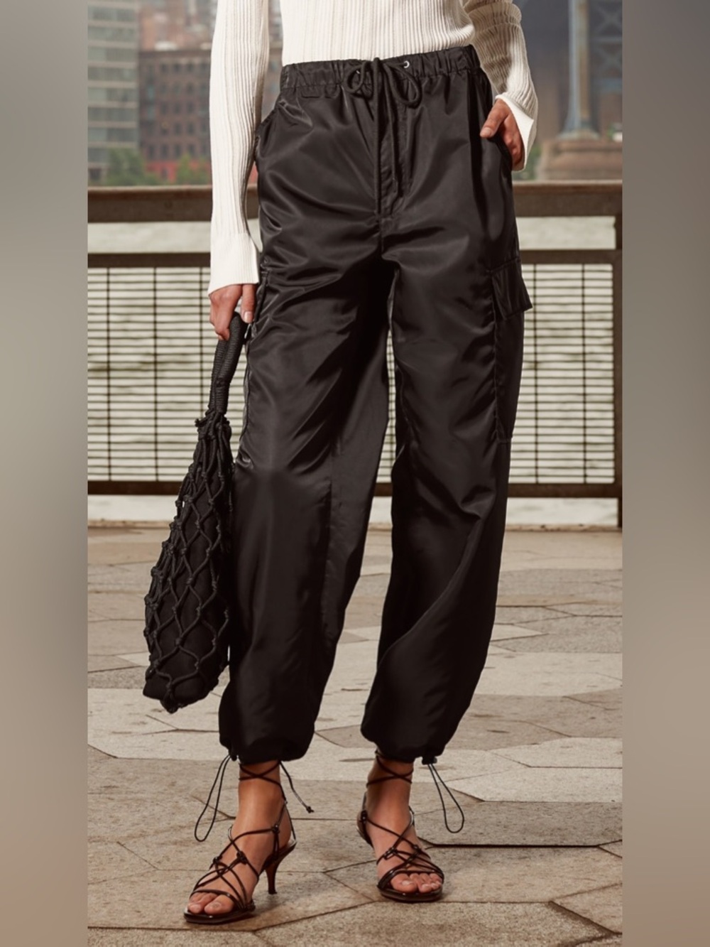 PISTOLA Jade Lightweight Cargo Pants in Black 
Size XS